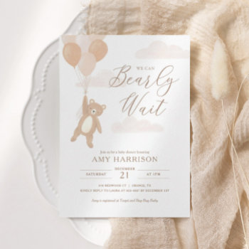 We Can Bearly Wait Gender Neutral Baby Shower Invitation by LittleFolkPrintables at Zazzle