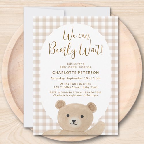 We Can Bearly Wait Gender-Neutral Baby Shower Invitation