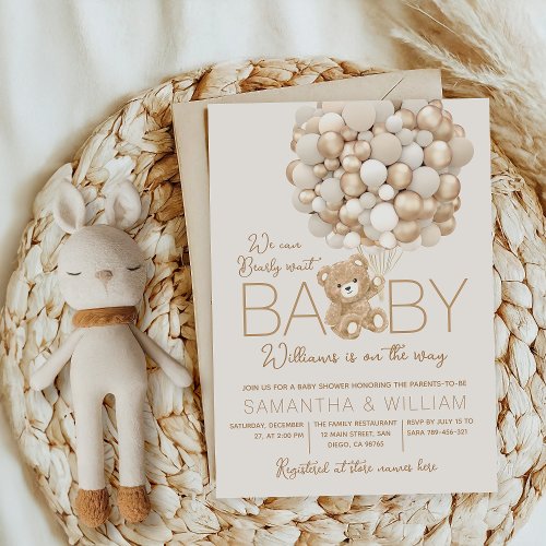 We can Bearly Wait Gender Neutral Baby Shower Invitation