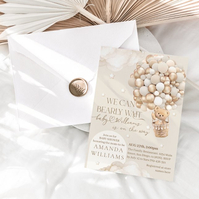 We Can Bearly wait Gender Neutral Baby Shower Invitation (Creator Uploaded)