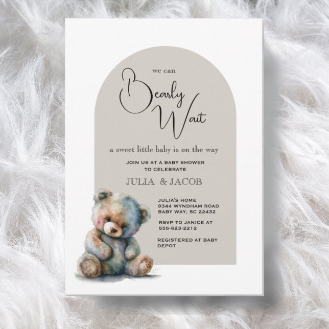 We Can Bearly Wait Gender Neutral Baby Shower  Invitation (Creator Uploaded)