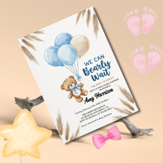 We Can Bearly Wait Gender Neutral Baby Shower Invitation