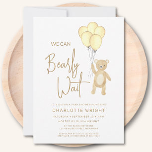 We Can Bearly Wait Gender Neutral Baby Shower Invitation