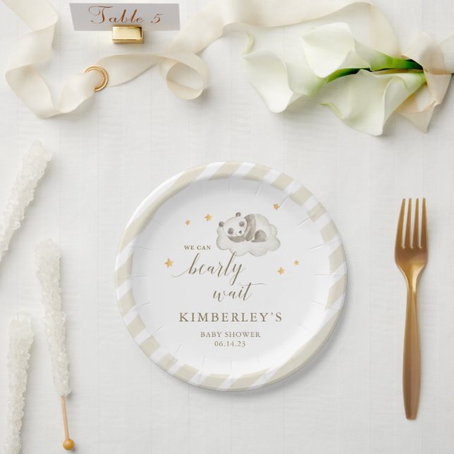 We Can Bearly Wait Gender Neutral Baby Shower Paper Plates (Wedding)