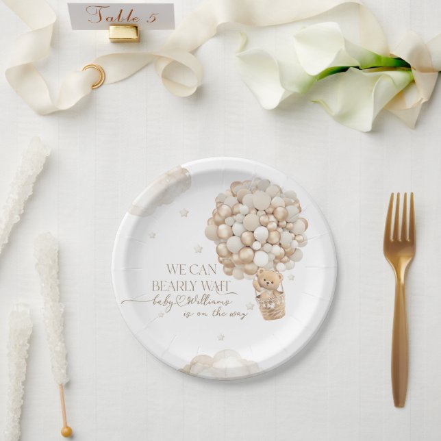 We Can Bearly wait Gender Neutral Baby Shower Paper Plates (Wedding)