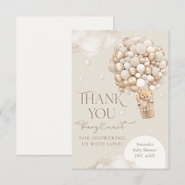 We Can Bearly wait Gender Neutral Baby Shower Thank You Card (Front/Back)