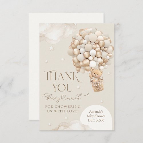 We Can Bearly wait Gender Neutral Baby Shower Thank You Card