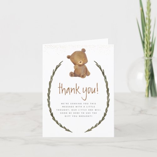 We Can Bearly Wait Gender Neutral Baby Shower Thank You Card
