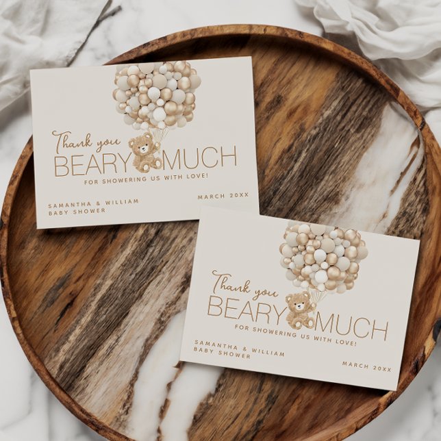 We can Bearly Wait Gender Neutral Baby Shower Thank You Card (Creator Uploaded)