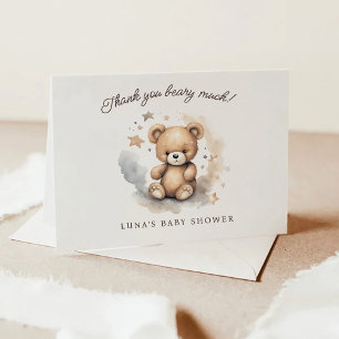 We Can Bearly Wait Gender Neutral Baby Shower Thank You Card