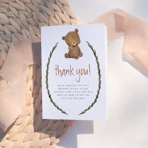 We Can Bearly Wait Gender Neutral Baby Shower Thank You Card