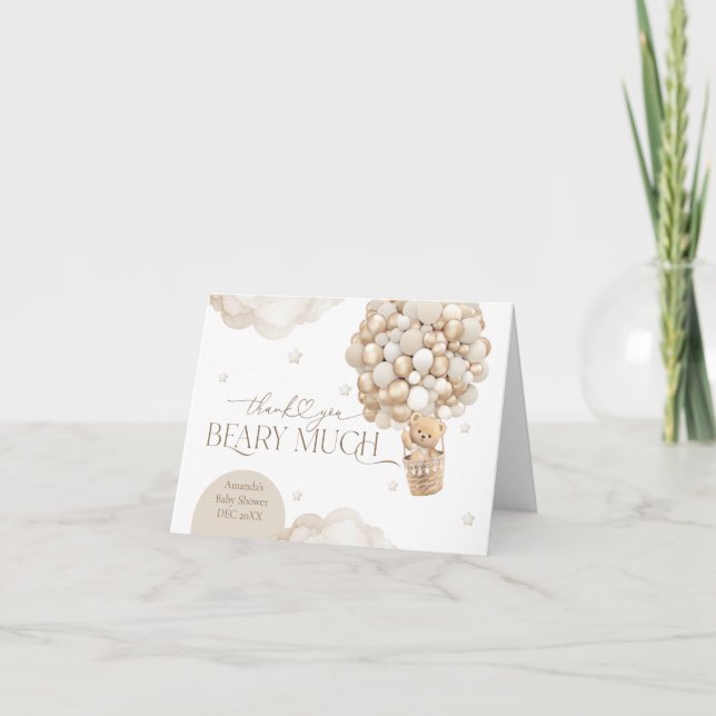 We Can Bearly wait Gender Neutral Baby Shower Thank You Card (Front)