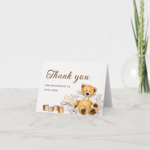 We Can Bearly Wait Gender Neutral Bear Baby Shower Thank You Card