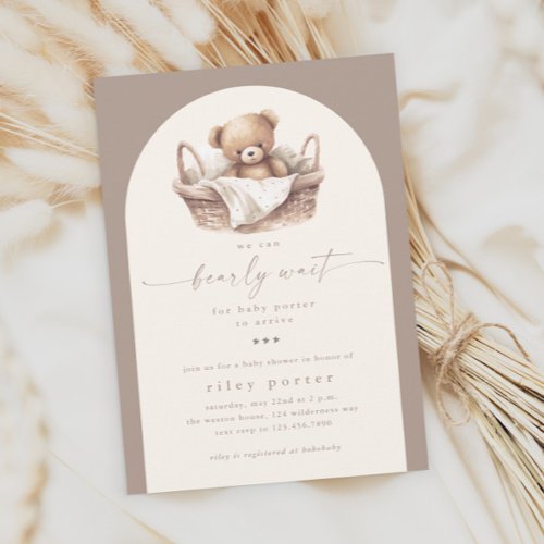 We Can Bearly Wait Gender Neutral Boho Baby Shower Invitation
