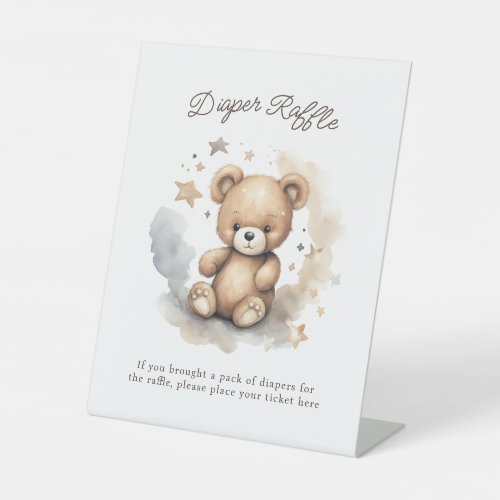 We Can Bearly Wait Gender Neutral Diaper Raffle Pedestal Sign