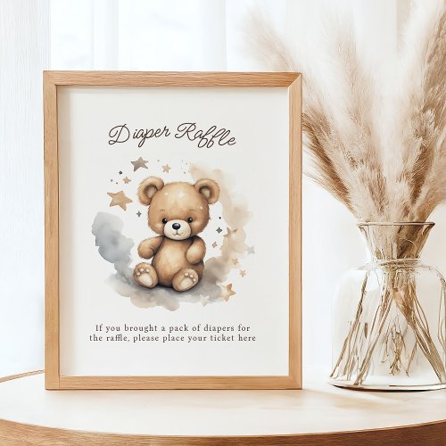 We Can Bearly Wait Gender Neutral Diaper Raffle Poster