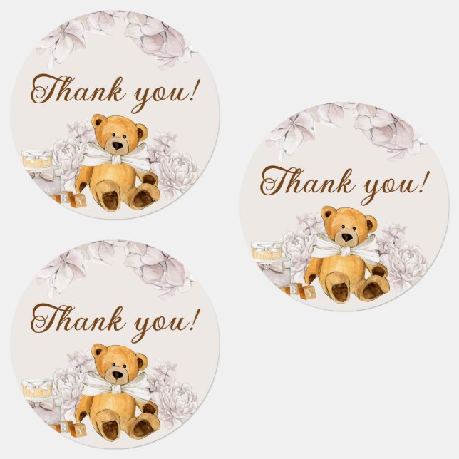 We Can Bearly Wait Gender Neutral Thank You Labels (Group)