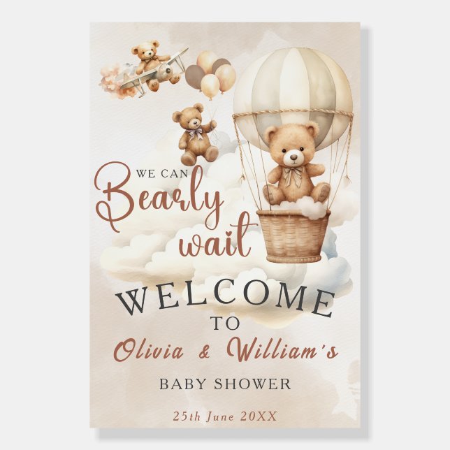 We Can Bearly Wait Gender Neutral WELCOME SIGN (Front)