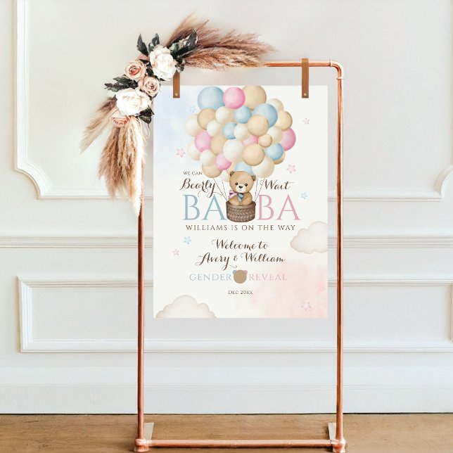 We Can Bearly Wait Gender Reveal Bear Baby Shower  Foam Board (Creator Uploaded)