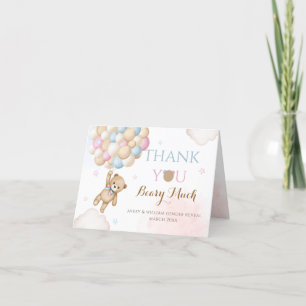 We Can Bearly Wait Gender Reveal Bear Baby Shower Thank You Card