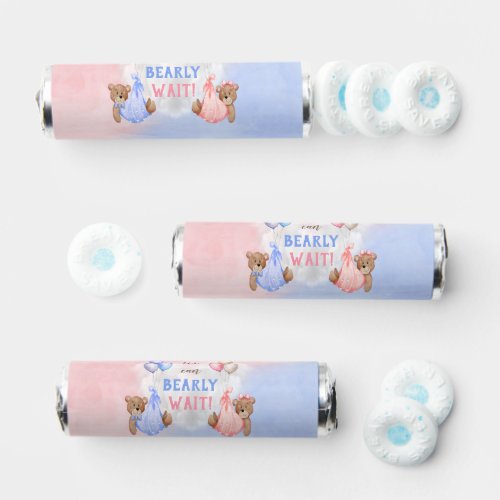 We Can Bearly Wait Gender Reveal Bears Pink Blue Breath Savers Mints