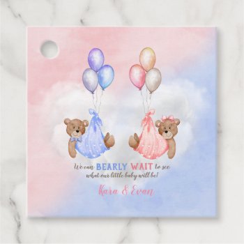 We Can Bearly Wait Gender Reveal Bears Pink Blue Favor Tags by nawnibelles at Zazzle