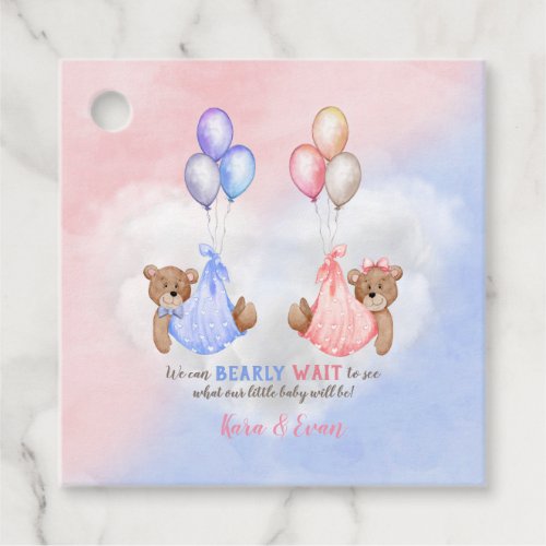 We Can Bearly Wait Gender Reveal Bears Pink Blue Favor Tags