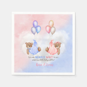 We Can Bearly Wait Gender Reveal Bears Pink Blue Napkins