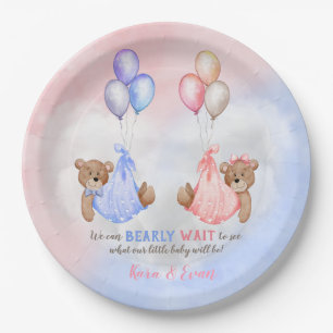 We Can Bearly Wait Gender Reveal Bears Pink Blue Paper Plates