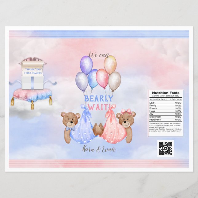 We Can Bearly Wait Gender Reveal Chip Bag (Front)