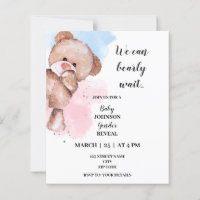 We can bearly wait gender reveal invitation