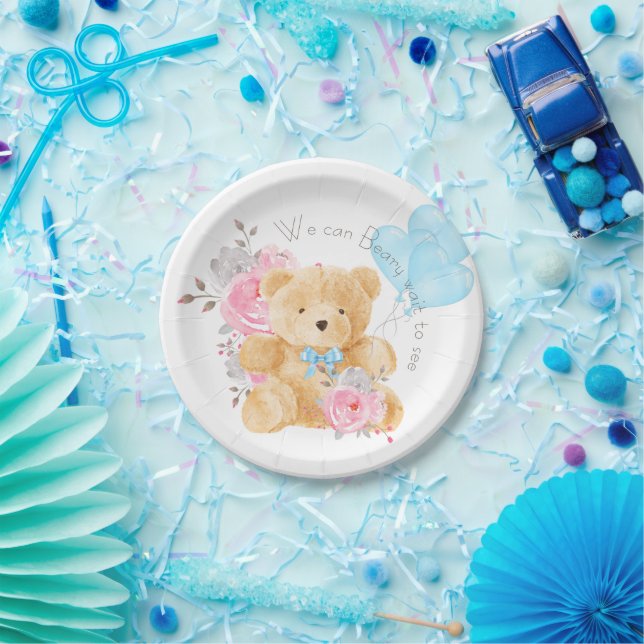 we can bearly wait Gender reveal Paper Plates (Party)