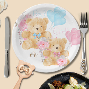 We can bearly wait Gender Reveal Paper Plates