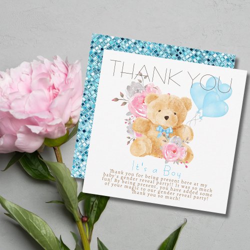 We can Bearly Wait Gender Reveal Party Its a Boy Thank You Card