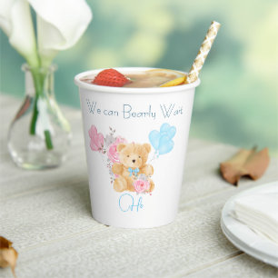 We can bearly wait Gender Reveal Party Paper Cups