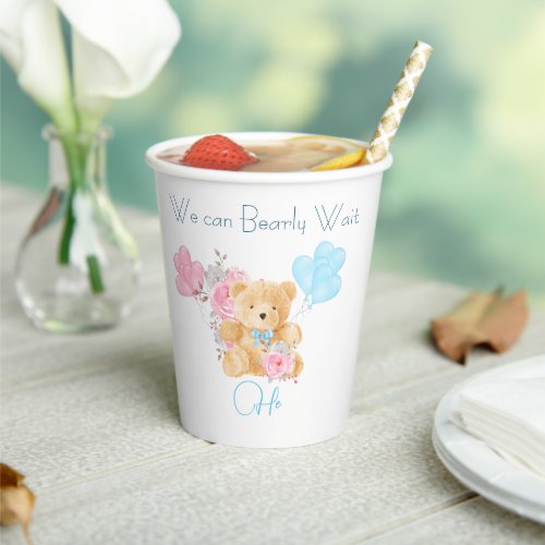 We can bearly wait Gender Reveal Party Paper Cups
