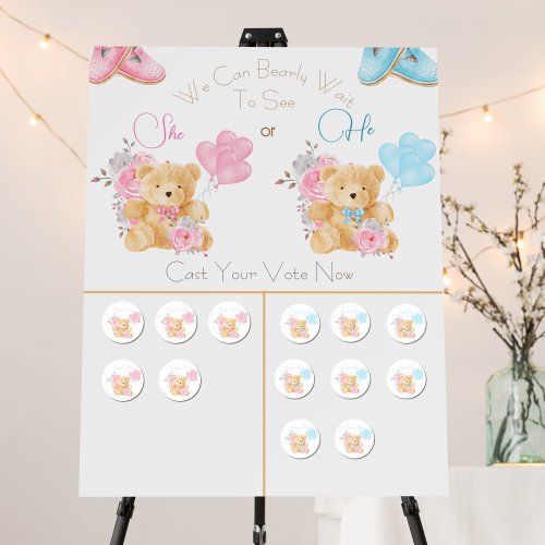 We can Bearly wait Gender reveal Party Vote Foam Board