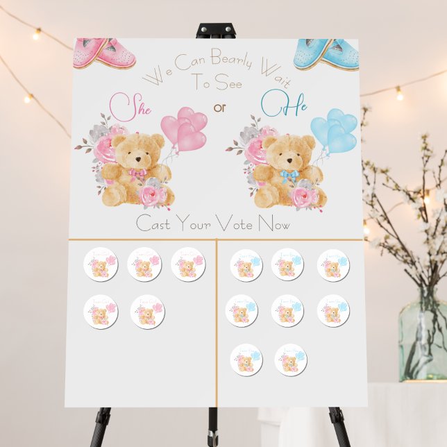 We can Bearly wait Gender reveal Party Vote Foam Board (Creator Uploaded)