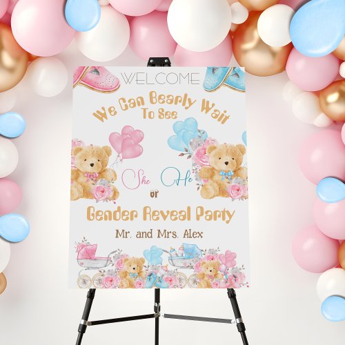 We can Bearly wait Gender reveal Party Welcome Foam Board