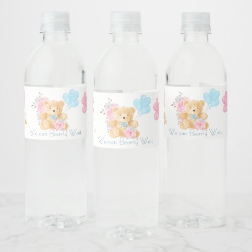We can bearly wait  Gender Reveal Water Bottle Label