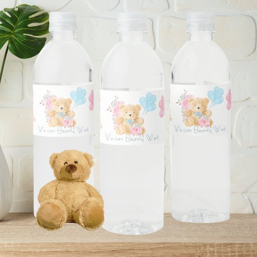 We can bearly wait  Gender Reveal Water Bottle Label