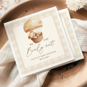 We Can Bearly Wait Gingham Teddy Bear Baby Shower  Napkins