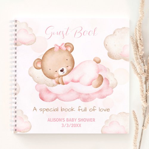 We Can Bearly Wait Girl Baby shower Guest Book