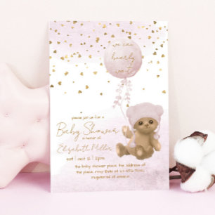 We Can Bearly Wait Girl Baby Shower Invitation