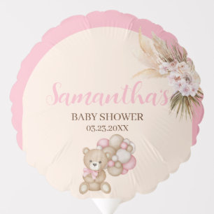 We Can Bearly Wait Girl Baby Shower Medium Balloon