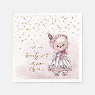 We Can Bearly Wait Girl Baby Shower Napkins