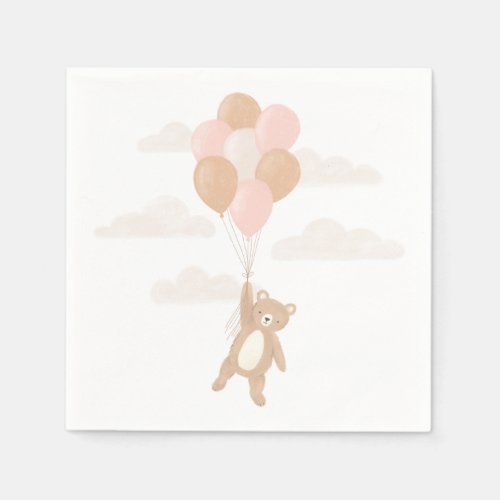 We Can Bearly Wait Girl Baby Shower Napkins