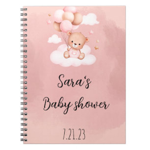 We can Bearly Wait Girl Baby Shower Notebook