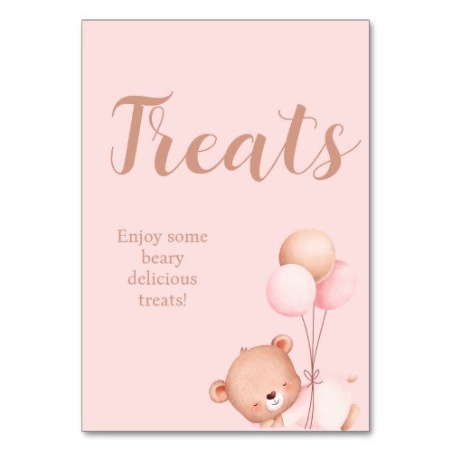 We can Bearly Wait Girl Baby shower Treats  Table Number