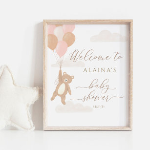 Set of 6 Teddy Bear Baby Shower signs, Bear baby shower decorations, 8x10  signs, food, drink, welcome signs